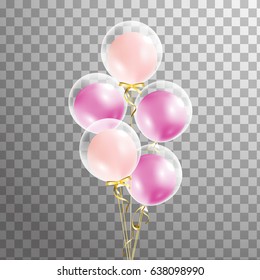 Bunch of balloons isolated in the air. Party decorations for birthday, anniversary, celebration.
Vector 