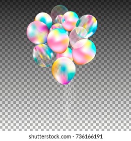 Bunch of balloons isolated. Flying Mega Set of colorful balloons.  Party decoration for birthday, anniversary, celebration, event design. vector