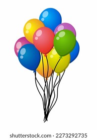 bunch balloons isolated white background.