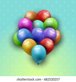 Ballons auf Polka-Punkt-Hintergrund