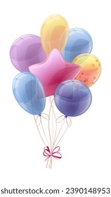 Bunch of balloons on a white background. Vector illustration Bundle of Balloons for card, party, design, flyer, poster, decor, banner, web, advertising.