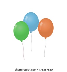Bunch of balloons on white background. Vector set