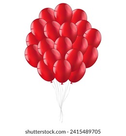 Bunch of Balloons. Balloons for Party, Birthday, Celebration or Anniversary. Vector Illustration.