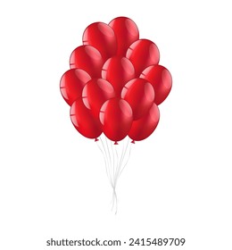 Bunch of Balloons. Balloons for Party, Birthday, Celebration or Anniversary. Vector Illustration.
