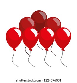 bunch balloons party on white background