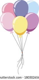 Bunch Balloons Pastel Color Cartoon Style Stock Vector (Royalty Free ...