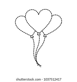 bunch balloons shaped heart love romantic