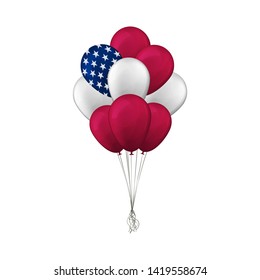 Bunch of balloons. USA flag. Vector illustration