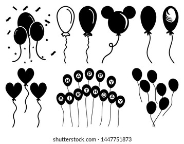 Bunch of Balloons Vector Illustration Silhouette