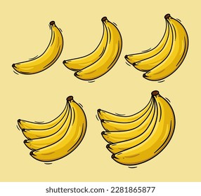Bunch of banana set. Vector design.