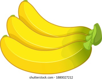 Bunch of bananas cartoon style isolated on white background illustration