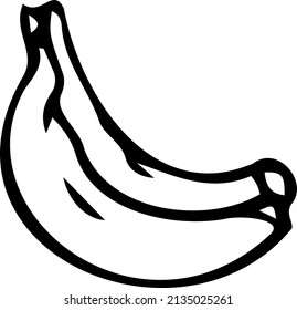 A bunch of bananas drawn by hand. Black and white vector illustration. Isolated object on a white background. Delicious and healthy fruits. Vegetarian food.