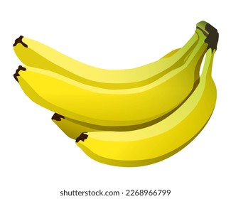 Bunch of bananas. Five bananas. Vector clipart isolated on white background.