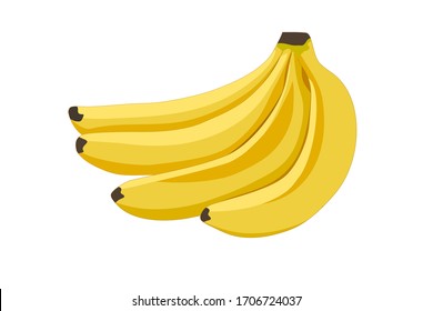 Bunch of bananas illustration. Low poly, simple shapes style. Isolated on a white background. Vector.