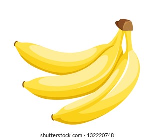 Bunch of bananas isolated on white. Vector illustration.