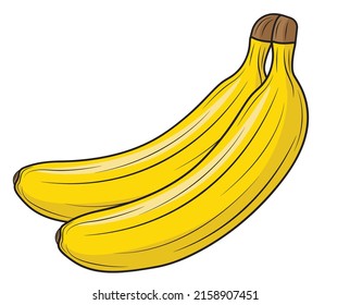Bunch of bananas isolated on white background in clipart style. Vector illustration.