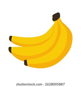 Bunch of bananas. Tropical yellow fruit, sweet healthy exotic food, colorful flat cartoon banana elements for design, cute banana icon. Vector isolated illustration.