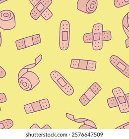 Bunch of Bandage Vector Seamless Pattern illustration Design