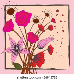 Bunch of beautiful red and pink flowers
