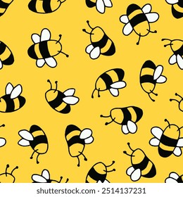 Bunch of Bee Vector Seamless Pattern illustration Design