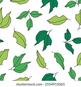 Bunch of Bitten Leaf Vector Seamless Pattern illustration Design