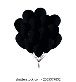 bunch black balloons decoration icon