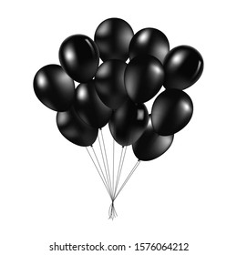 Bunch of black glossy inflatable balloons over light background