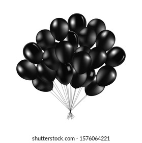 Bunch of black glossy inflatable balloons over light background