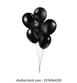 Bunch of black glossy inflatable balloons over light background