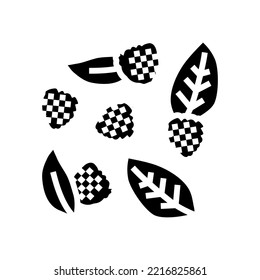 bunch of blackberries ripe leaf glyph icon vector. bunch of blackberries ripe leaf sign. isolated symbol illustration
