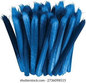 Bunch of Blue Paint Brush Strokes with White Background bristles