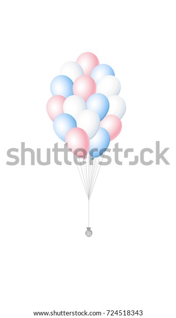 Bunch Blue Pink White Party Balloons Stock Vector Royalty Free