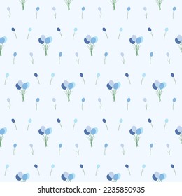 Un ensemble de tons bleus de fleurs d'herbe sur fond bleu tonique. C'est un motif harmonieux qui a l'air beau et attrayant.