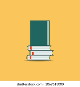 Bunch of books vector illustration on orange background 