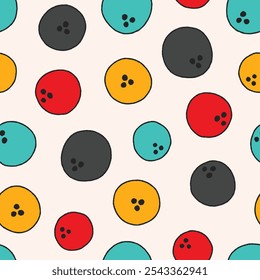 Bunch of Bowling Ball Vector Seamless Pattern illustration Design