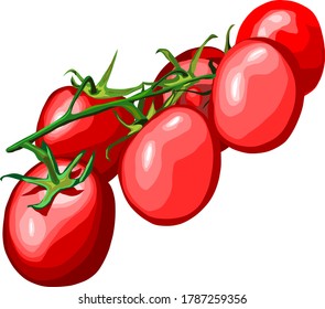 A bunch of bright red cherry tomatoes