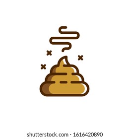 Bunch of brown shit icon in trendy line style. vector image. Stinky Dog Poop logo symbol sign. Cartoon style poo. cream Vector illustration image. Isolated on white background.