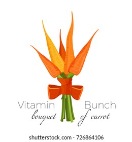 Bunch of carrots bound with parsley, green spinach and chard