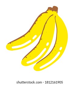 A bunch of Cavendish bananas. Separate isolated fruits in cartoon style.