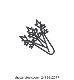 Manojo de icono de línea de apio. signo de estilo lineal para el concepto móvil y el Diseño web. Icono de Vector de contorno de tallos de apio. Símbolo, ilustración del logotipo. Gráficos de Vector