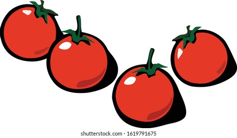 Bunch of cherry tomatoes. Pop-art. Retro style. Vector illustration