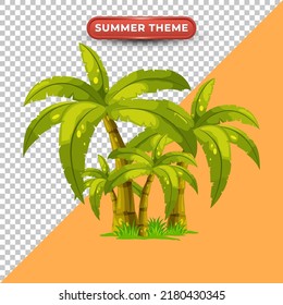 Bunch of Coconut Trees with Summer Themed and Transparent Background