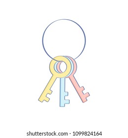 Bunch of color keys. Flat outline vector illustration of secure, safety, lock, protection, access, secret ui design concept. Flat outline vector illustration.