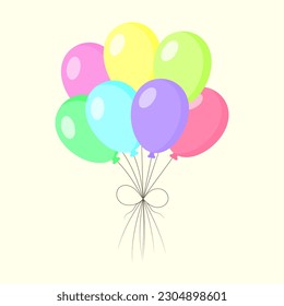 A bunch of colored balloons. vector illustration	
