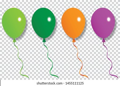 Bunch of Colored and shiny balloons on checked background. colourful object isolated. element vector illustration