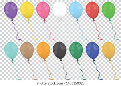 Bunch of Colored and transparent balloons on checked background. colourful object isolated. element vector illustration