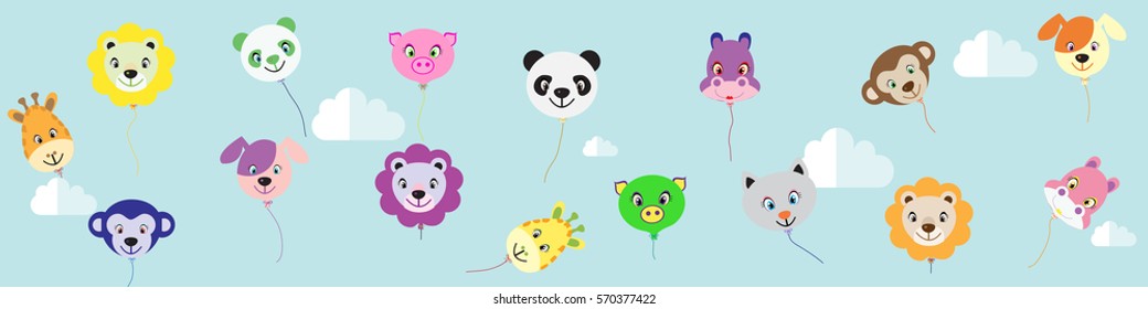 Bunch Colorful balloons in the form of animals for parties and celebrations. cover image for blog. Baby Blog