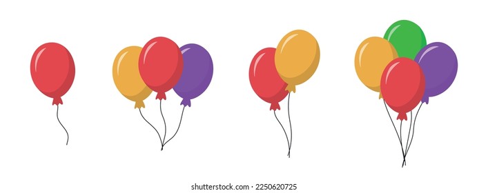 Bunch of colorful balloons icon set