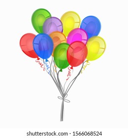 A bunch of colorful balloons isolated on a white background. Vector graphics.