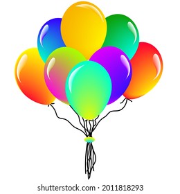 a bunch of colorful balloons on a white background. Ballons vector. Set Ballons. Colourfull.
